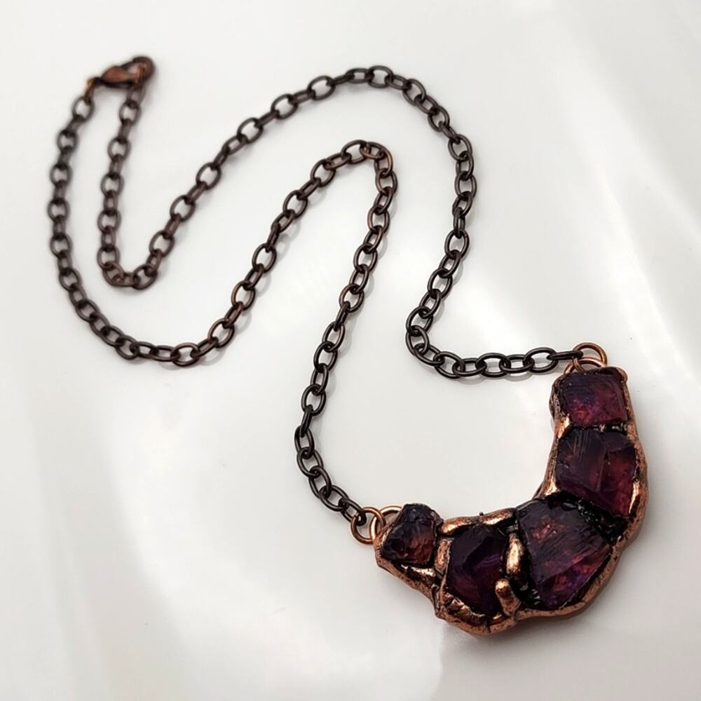 Genuine Amethyst Chevron Boho Necklace